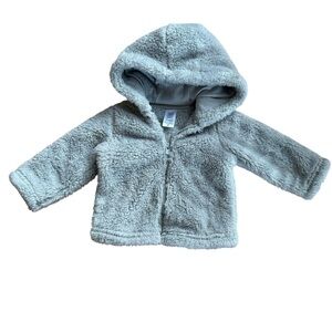 Carter’s Gray Baby Boy Girl Hoodie Jacket Faux Fur Fuzzy Fleece Sherpa 0-3M